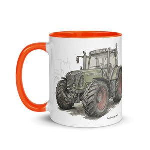 The Tractor Mugs Store Fendt Favorit 818 Pencil Sketch | Mug with Color Inside Quality Farmers Merch
