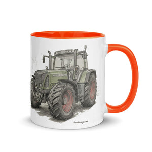 The Tractor Mugs Store Fendt Favorit 818 Pencil Sketch | Mug with Color Inside Quality Farmers Merch