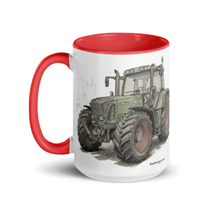 The Tractor Mugs Store Fendt Favorit 818 Pencil Sketch | Mug with Color Inside Quality Farmers Merch