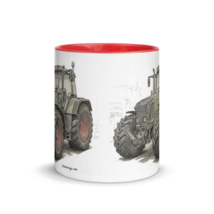 The Tractor Mugs Store Fendt Favorit 818 Pencil Sketch | Mug with Color Inside Quality Farmers Merch