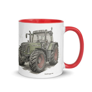 The Tractor Mugs Store Fendt Favorit 818 Pencil Sketch | Mug with Color Inside Quality Farmers Merch