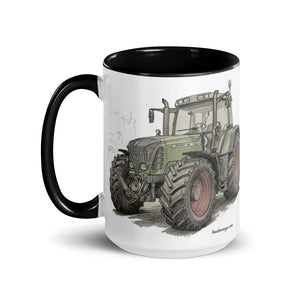 The Tractor Mugs Store Fendt Favorit 818 Pencil Sketch | Mug with Color Inside Quality Farmers Merch