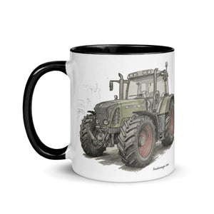 The Tractor Mugs Store Fendt Favorit 818 Pencil Sketch | Mug with Color Inside Quality Farmers Merch