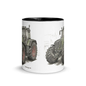 The Tractor Mugs Store Fendt Favorit 818 Pencil Sketch | Mug with Color Inside Quality Farmers Merch
