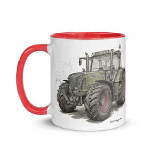 The Tractor Mugs Store Fendt Favorit 818 Pencil Sketch | Mug with Color Inside Quality Farmers Merch