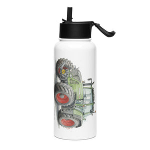 The Tractor Mugs Store Fendt Favorit 818 Watercolor | Stainless steel water bottle with a straw lid Quality Farmers Merch