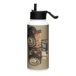 The Tractor Mugs Store FIAT 110-90 DT Oil Painting | Stainless steel water bottle with a straw lid Quality Farmers Merch