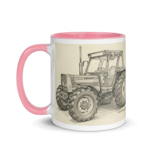 The Tractor Mugs Store FIAT 110-90 DT Pencil Sketch | Mug with Color Inside Quality Farmers Merch