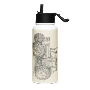 The Tractor Mugs Store FIAT 110-90 DT Pencil Sketch | Stainless steel water bottle with a straw lid Quality Farmers Merch