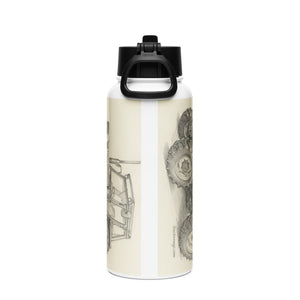 The Tractor Mugs Store FIAT 110-90 DT Pencil Sketch | Stainless steel water bottle with a straw lid Quality Farmers Merch