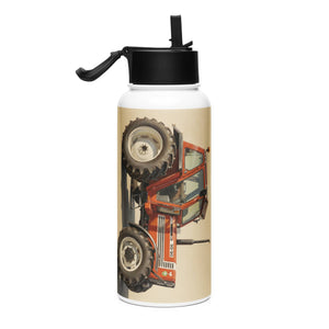 The Tractor Mugs Store FIAT 90-90 DT Oil Painting | Stainless steel water bottle with a straw lid Quality Farmers Merch