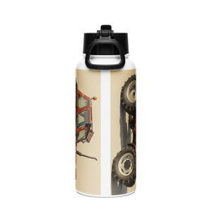 The Tractor Mugs Store FIAT 90-90 DT Oil Painting | Stainless steel water bottle with a straw lid Quality Farmers Merch