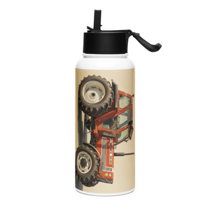 The Tractor Mugs Store FIAT 90-90 DT Oil Painting | Stainless steel water bottle with a straw lid Quality Farmers Merch