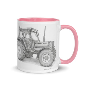 The Tractor Mugs Store FIAT 90-90 DT Pencil Sketch | Mug with Color Inside Quality Farmers Merch