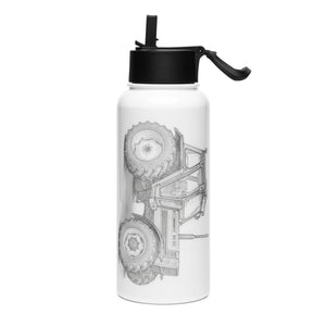 The Tractor Mugs Store FIAT 90-90 DT Pencil Sketch | Stainless steel water bottle with a straw lid Quality Farmers Merch