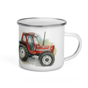 The Tractor Mugs Store FIAT 90-90 DT Watercolor | Enamel Mug Quality Farmers Merch