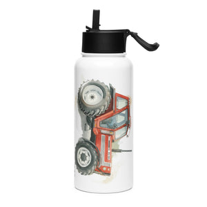 The Tractor Mugs Store FIAT 90-90 DT Watercolor | Stainless steel water bottle with a straw lid Quality Farmers Merch