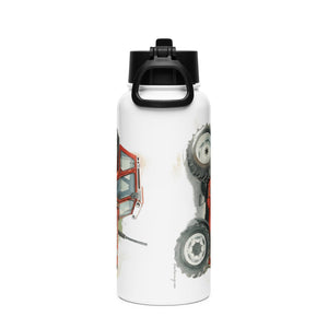 The Tractor Mugs Store FIAT 90-90 DT Watercolor | Stainless steel water bottle with a straw lid Quality Farmers Merch
