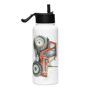 The Tractor Mugs Store FIAT 90-90 DT Watercolor | Stainless steel water bottle with a straw lid Quality Farmers Merch