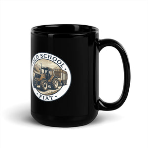 The Tractor Mugs Store FIATAGRI F130 OLD SCHOOL FIAT Engraving | Black Mug Quality Farmers Merch