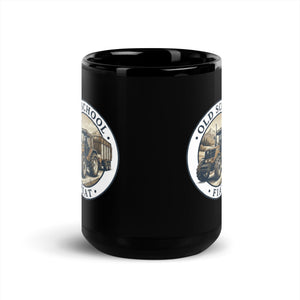 The Tractor Mugs Store FIATAGRI F130 OLD SCHOOL FIAT Engraving | Black Mug Quality Farmers Merch
