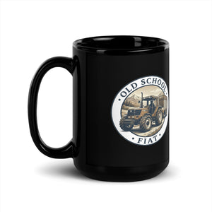 The Tractor Mugs Store FIATAGRI F130 OLD SCHOOL FIAT Engraving | Black Mug Quality Farmers Merch