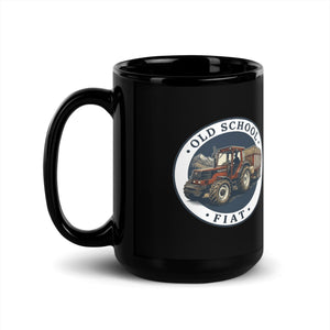 The Tractor Mugs Store FIATAGRI F140 OLD SCHOOL FIAT Engraving | Black Mug Quality Farmers Merch