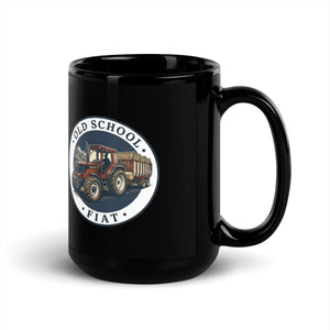 The Tractor Mugs Store FIATAGRI F140 OLD SCHOOL FIAT Engraving | Black Mug Quality Farmers Merch