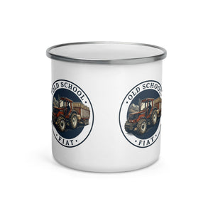 The Tractor Mugs Store FIATAGRI F140 OLD SCHOOL FIAT Engraving | Enamel Mug Quality Farmers Merch