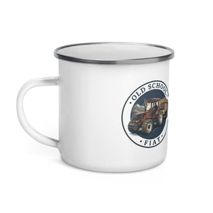 The Tractor Mugs Store FIATAGRI F140 OLD SCHOOL FIAT Engraving | Enamel Mug Quality Farmers Merch