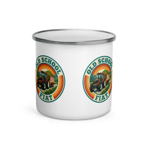 The Tractor Mugs Store FIATAGRI F140 OLD SCHOOL FIAT Retro | Enamel Mug Quality Farmers Merch