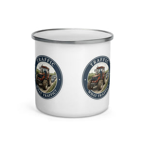 The Tractor Mugs Store FIATAGRI F140 TRAFFIC WHAT TRAFFIC? Engraving | Enamel Mug Quality Farmers Merch