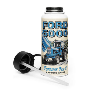 The Tractor Mugs Store Ford 5000 Retro | Stainless Steel Water Bottle Quality Farmers Merch