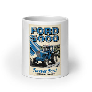 The Tractor Mugs Store Ford 5000 Retro | White Glossy Mug Quality Farmers Merch