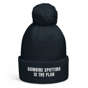 The Tractor Mugs Store French Navy Combine Spotting Is the Plan | Pom-Pom Beanie Quality Farmers Merch
