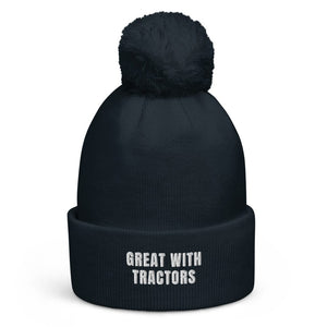 The Tractor Mugs Store French Navy Great with Tractors | Pom-Pom Beanie Quality Farmers Merch