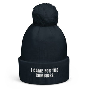 The Tractor Mugs Store French Navy I Came for the Combines | Pom-Pom Beanie Quality Farmers Merch
