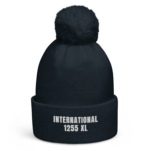 The Tractor Mugs Store French Navy International 1255 XL | Pom-Pom Beanie Quality Farmers Merch