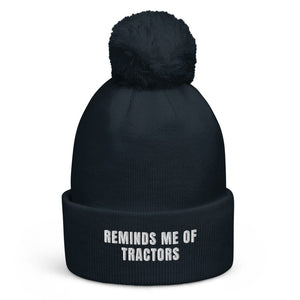 The Tractor Mugs Store French Navy Reminds Me of Tractors | Pom-Pom Beanie Quality Farmers Merch