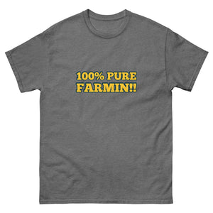 The Tractor Mugs Store Graphite Heather / S 100% PURE FARMIN!! | Unisex classic tee Quality Farmers Merch