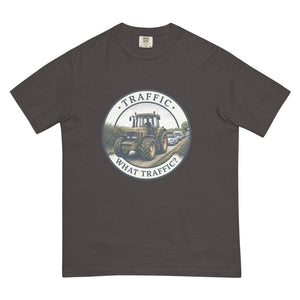 The Tractor Mugs Store Graphite / S John Deere 7810 TRAFFIC WHAT TRAFFIC? Engraving | Unisex Premium T-shirt Quality Farmers Merch