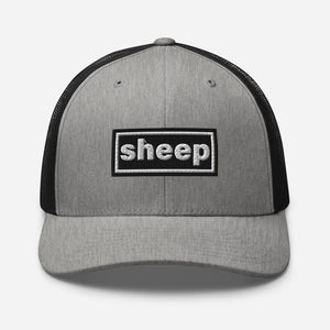 The Tractor Mugs Store Heather/ Black Oasis Style Retro Sheep | Trucker Cap Quality Farmers Merch