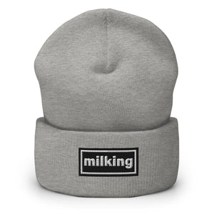 The Tractor Mugs Store Heather Grey OASIS Style 'Milking' | Cuffed Beanie Quality Farmers Merch