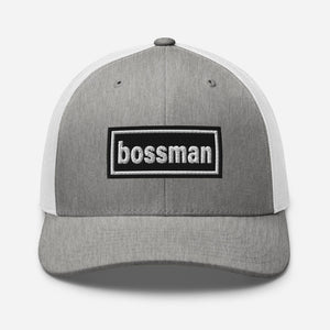 The Tractor Mugs Store Heather Grey/White Oasis Style Retro Bossman | Trucker Cap Quality Farmers Merch