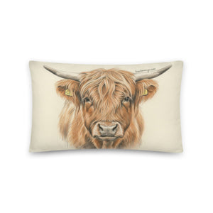 The Tractor Mugs Store Highland Cow Pencil Sketch | Printed Pillow Quality Farmers Merch