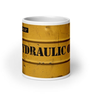 The Tractor Mugs Store Hydraulic Oil | White Glossy Mug Quality Farmers Merch