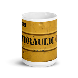 The Tractor Mugs Store Hydraulic Oil | White Glossy Mug Quality Farmers Merch