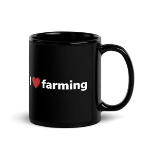 The Tractor Mugs Store I Love Farming | Black Glossy Mug Quality Farmers Merch