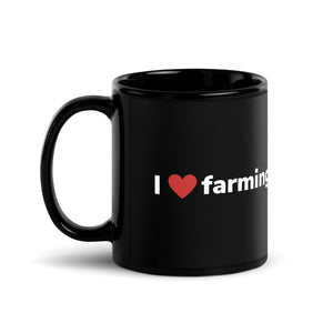 The Tractor Mugs Store I Love Farming | Black Glossy Mug Quality Farmers Merch