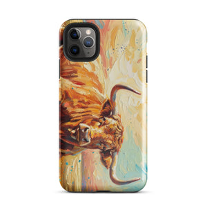 The Tractor Mugs Store iPhone 11 Pro Max English Longhorn Cow Splash Art | Tough Case for iPhone® Quality Farmers Merch